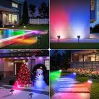 LETMY Solar Spot Lights Outdoor Waterproof with Bigger LED, 4 Pack 135°Adjustable Solar Lights Outdoor, 2-in-1 Wall Lights & 2 Modes Landscape Spotlights for Tree Yard Pathway Garden Decor(RGB Light)