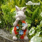 Nacome Solar Garden Outdoor Statues Bunny with Succulent and 7 LED Lights – Lawn Decor for Patio, Balcony, Yard Ornament - Chrismtas Gifts for Mom Grandma