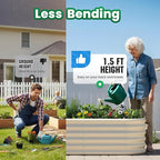 Quictent Raised Garden Bed Kit Oval Galvanized Metal Planter Box Tall for Vegetables Outdoor Backyard, Strengthened by Crossbar, Beige 8x4x1.5 ft