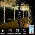 ANJAYLIA Solar Outdoor Rope Lights, 66FT 200 LED Solar Powered Rope Lights Outdoor, 8 Modes Timer Remote String Light Rope Solar Lights Outdoor Waterproof for Garden Decor, White