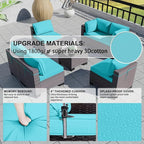 Kullavik 9 Pieces Outdoor Patio Furniture Set PE Wicker Rattan Sectional Sofa Patio Conversation Sets,Blue