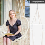 Hammock Chairs Cotton Rope Swing with Side Pocket, Beige, Pack of 2