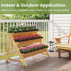 HAPPYGRILL 3-Tier Wooden Raised Garden Bed, Elevated Planter Box Kit with Legs & Liners for Flower Herb Vegetable, Indoor Outdoor Vertical Raised Bed for Gardening Patio Balcony Greenhouse