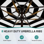 AreShark 9 FT Patio Umbrella for Outdoor, Outdoor Table Umbrella with Push Button Tilt and Crank, Outdoor Patio Umbrellas with 8 Sturdy Ribs for Market, Garden, Pool (Black & White Stripe)