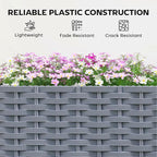 Outsunny Planter Box with Trellis, Self Watering Raised Garden Bed with Lockable Wheels, 56.3" Trellis Privacy Planter with Drainage Holes for Climbing Plants, Vines, Vegetables, Flowers, Gray