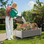 Raised Garden Bed, 21 Gallon Self-Watering Outdoor Raised Planter Box with Drainage Plug and Gauge for Vegetables, Flowers and Herbs, Durable Rustproof Resin for Backyard Patio Porch (Grey)