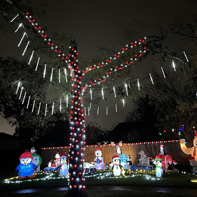 String Lights with 500 LEDs, 165ft Red and White, IP44 Outdoor