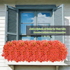 Artificial Flowers for Outdoor,Silk Flowers No Fade Fake Plastic Flowers UV Resistant Faux Plants for Outdoors Outside Front Porch Hanging Planter Window Box Garden Home Decoration,13 Bundles(Orange)