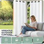 Outdoor Curtains for Patio Waterproof 6 Panels - Windproof, Privacy, Weatherproof Outside Drapes for Gazebo Pergola Porch, Grommet Top and Tab Bottom, 54x84 Inch, White