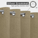 Easy-Going Linen Look Outdoor Curtains Waterproof Windproof Porch Curtains, Soft Thicken Outdoor Privacy Curtains for Patio, Gazebo, Grommet Top and Tab Bottom Drape, 1 Panel, 54x120 inch, Khaki