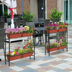 Raised Garden Beds with Legs, Elevated Planter Box Outdoor for Vegetables, Flowers, Herbs, Indoor Standing Garden Bed with Drainage Holes for Backyard Patio Gardening, Red