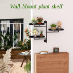 Window Sill Rotating Plant Stand Shelf Indoor Black Metal Floating Shelves 3-Tier Wall Mount Plant Holders for Living Room Wall Planter Modern Home Decor for Gardening