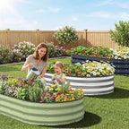 Kesfitt Raised Garden Bed, 6x3x1 FT Galvanized Steel Metal Raised Garden Bed, Oval Open-Bottom Design, 12-Inch Deep for Outdoor Vegetable & Herb Gardening, Fruit Green