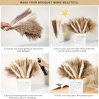 Dried Pampas Grass Bundle, 135 Pieces, Neutral Tones for Home Decor
