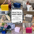 Small Velvet Ottoman with Storage Rectangle Foot Rest Under, Navy