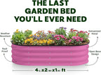 Plant & Plot Galvanized Raised Garden Beds Outdoor // 4×2×1 ft (2-Pack) Planter Raised Beds for Gardening, Vegetables, Flowers (Pink) // Large Metal Garden Box