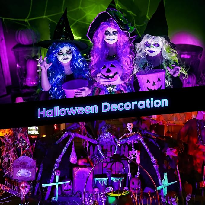 Black Light Outdoor,3W Halloween Blacklight Spotlight IP67 Waterproof Landscape Lighting with Stake 5.9 Ft, Black Lights for Fluorescent Party, Poster,Courtyard Garden, Stage, 6 Pack