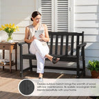 Ciokea 48" Outdoor Bench Set of 2, HDPE Weatherproof Garden Bench, 2-Person Memorial Benches with 550 Lbs, Waterproof Patio Porch Benches for Outside Business Deck Office Backyard Balcony, Black