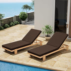 Christopher Knight Home Duska Acacia Wood Chaise Lounge Chair Set of 2, Patio Outdoor Chaise Lounge with Cushions, Adjustable Backrest Single Lounge Sofa, Garden Poolside Backyard Seating, Teak+Brown