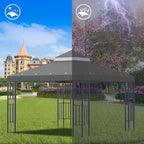 Sumfaller 10x10 FT Gazebo Replacement Canopy Top Cover Double Tiered Canopy Top Cover for Outdoor BBQ Roof Cover Grill Shelter (Grey)