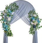 Artificial Flowers Wedding Arch Swag Set, Grey Blue Silk, Large and Small