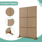 Decorative Fence Metal Privacy Screen, 72 x 47 Inch, Rust Parallel Line