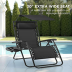 Best Choice Products 30” Wide Folding Zero Gravity Outdoor Recliner Patio Lounge Chair w/Adjustable Canopy Shade, Headrest, Side Accessory Tray - Black