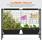 OYEAL Raised Garden Bed 32" Tall Elevated Planter Boxes with Trellis & Legs, Standing Herb Garden Planter Outdoor for Gardening, Vegetables, Flowers, Herbs, Backyard, Black