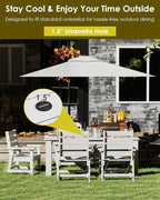 GREENVINES 7-Piece Outdoor Dining Set | HDPE | Patio Table and Chairs Sets for 6 | Patio Furniture | All Weather | Umbrella Hole | White | for Backyard Poolside Garden