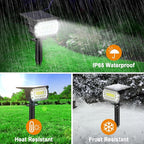 LANSOW Solar Spot Lights Outdoor, [2 Pack/76 LED] 2-in-1 Solar Landscape Spotlights, 3 Modes IP65 Waterproof Dusk to Dawn Solar Powered Flood Wall Lights for Outside Yard Garden Path(Cool White)