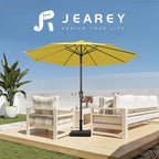 JEAREY 9FT Outdoor Patio Umbrella Outdoor Table Umbrella with Push Button Tilt and Crank, Market Umbrella 8 Sturdy Ribs UV Protection Waterproof for Garden, Deck, Backyard, Pool (Yellow)