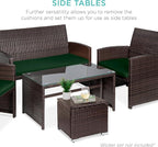 Best Choice Products Set of 2 Wicker Ottomans, Multipurpose Outdoor Furniture for Patio, Backyard, Additional Seating, Footrest, Side Table w/Storage, Removable Cushions - Midnight Green/Brown