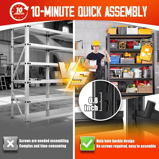 71"Hx46"Wx18"D Garage Shelving-2050 lbs 5 Tier Storage Shelves,Adjustable Heavy Duty Metal Shelving Unit and Storage Large Rack,Utility Steel Shelf for Warehouse Industrial Pantry Basement Organizers