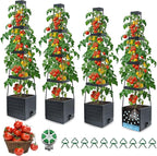 MQFORU 4Pack Raised Garden Bed Planter Boxes with Trellis, 57" Self-Watering Tomato Planter Boxes with Trellis for Climbing Vegetable and Plants, Tomato Cage for Indoor Outdoor Use