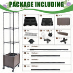 Raised Garden Bed with Tomato Planter Cage,50.4" Self Watering Tomato Planter with Plastic Coating Steel Pipe for Climbing Vine Flowers Outdoor, Tomatoes Cage with Trellis Wheels, 1Pack