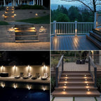 LEONLITE 12-Pack Update 5CCT LED Low Voltage Deck Lights, 180LM 3.5inch Landscape Step Railing Fence Light, 12-24V AC/DC, CRI90, Die-cast Aluminum Housing & Frosted Glass Lens, UL Cord, Satin Nickel
