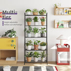 5-Tier Corner Plant Stand, Metal Black Flower Pot Rack, Indoor Outdoor Heavy Duty Shelf (Black, 5 Tier)