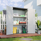 Aoxun White Resin Outdoor Storage Shed with 2 Shelves & Floor, 64 Cu.Ft Vertical Waterproof Cabinet for Garage, Pool, Bike, Garden Tools, Patio Furniture