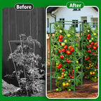 3 Pack Square Tomato Cages for Garden, 42 Inches Heavy Duty Metal Tomatoes Cages Plant Support Stakes Trellis with Clips for Climbing Plants Vegetables Flowers Fruits