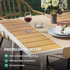 DWVO Patio Table Rectangle 59"x34.2", Patio Dining Table for 6 Weather-Resistant Outdoor Table with Umbrella Hole, Steel Frame, Adjustable Feet for Outdoor/Indoor