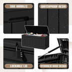 JUMMICO 78 Gallon Outdoor Deck Box Large Resin Storage Box for Patio Furniture Cushions and Garden Tools (Black)