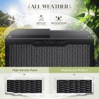 Greesum 100 Gallon Resin Deck Box Large Outdoor Storage with Cushions for Patio Furniture, Garden Tools, Pool Supplies, Weatherproof and UV Resistant, Lockable, Black