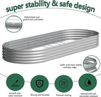 2PCS 12x4x1FT Galvanized Raised Garden Bed Kit,Vegetable Boxes-Oval Metal Flower Box,Large Planter Raised Beds Outdoor Garden for Planting,Fruit,Herb-Silver