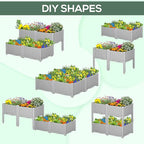 Outsunny 4 Piece Raised Garden Bed with Legs, Planter Box Raised Bed to Grow Flowers, Herbs & Vegetables, Gray