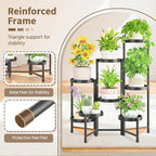 LASZOLA 8 Tiered Folding Tall Plant Stand Indoor for Multiple Large Planter, Heavy Duty Metal Adjustable Flower Rack for Narrow Corner, Sturdy Vertical Spiral Shelving Holder for Modern House, Black