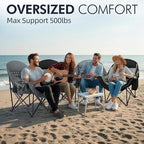 Oversized Camping Chair for Adults - Heavy Duty Outdoor Padded Large Lawn Camp Chair with Cup Holder Cooler Pockets for Sports Beach Fishing Garden Portable Supports 500lbs, Grey 2 Pack