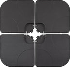 VECELO 4-Piece Heavy-Duty Cantilever Offset Patio Umbrella Base/Stand Outdoor, Square Plate Set with Lock Pins, Easy-Fill Spouts for Water/Sand, for Garden, Backyard and Poolside, Black