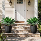 Ivydale Outdoor Faux Plants, 2 PCS 28" Artificial Agave Plant for Outdoors Outside Decoration, Large Fake Plants Realistic Greenery UV Resistant for Planter Porch Patio Yard Garden Indoor(Green)
