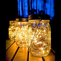 Path Lights, 4-Pack Solar Mason Jar Lanterns with 30 LEDs
