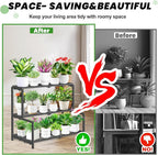 3 Tier Stair Style Metal Plant Stand for Indoor Outdoor, Heavy Duty Plant Display Shelf for Multiple Plants, Garden Rack Flower Pot Holder for Living Room Patio Balcony